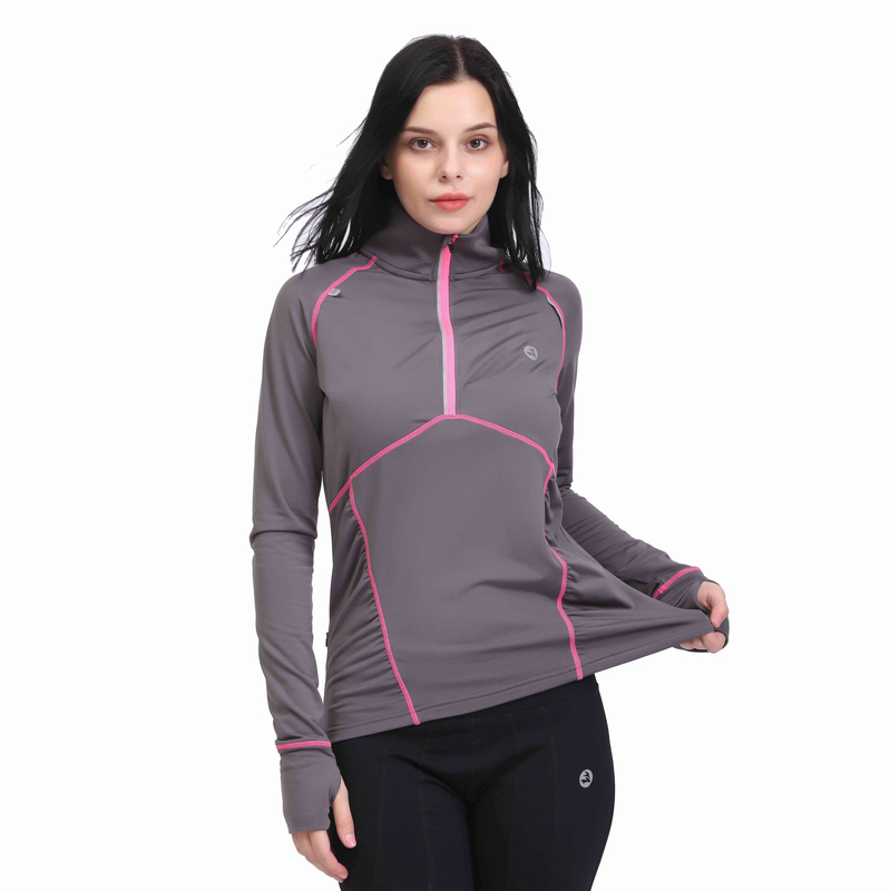 Veste de piste de ruissellement de l'entraînement de yoga à moitié zippé pour femmes 