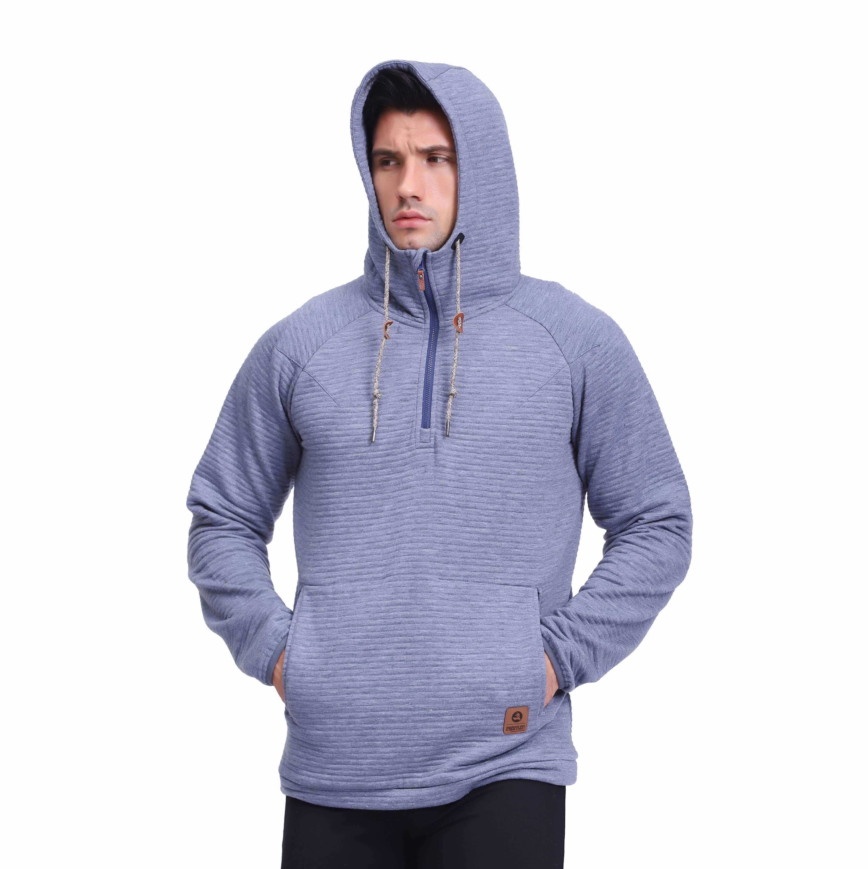  Sweat à capuche Tonal Stripes actif pour hommes à moitié zipper 