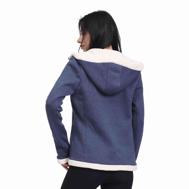 Femmes Shaggy Trim Zipper Chunky Fleece Sweat-shirt 