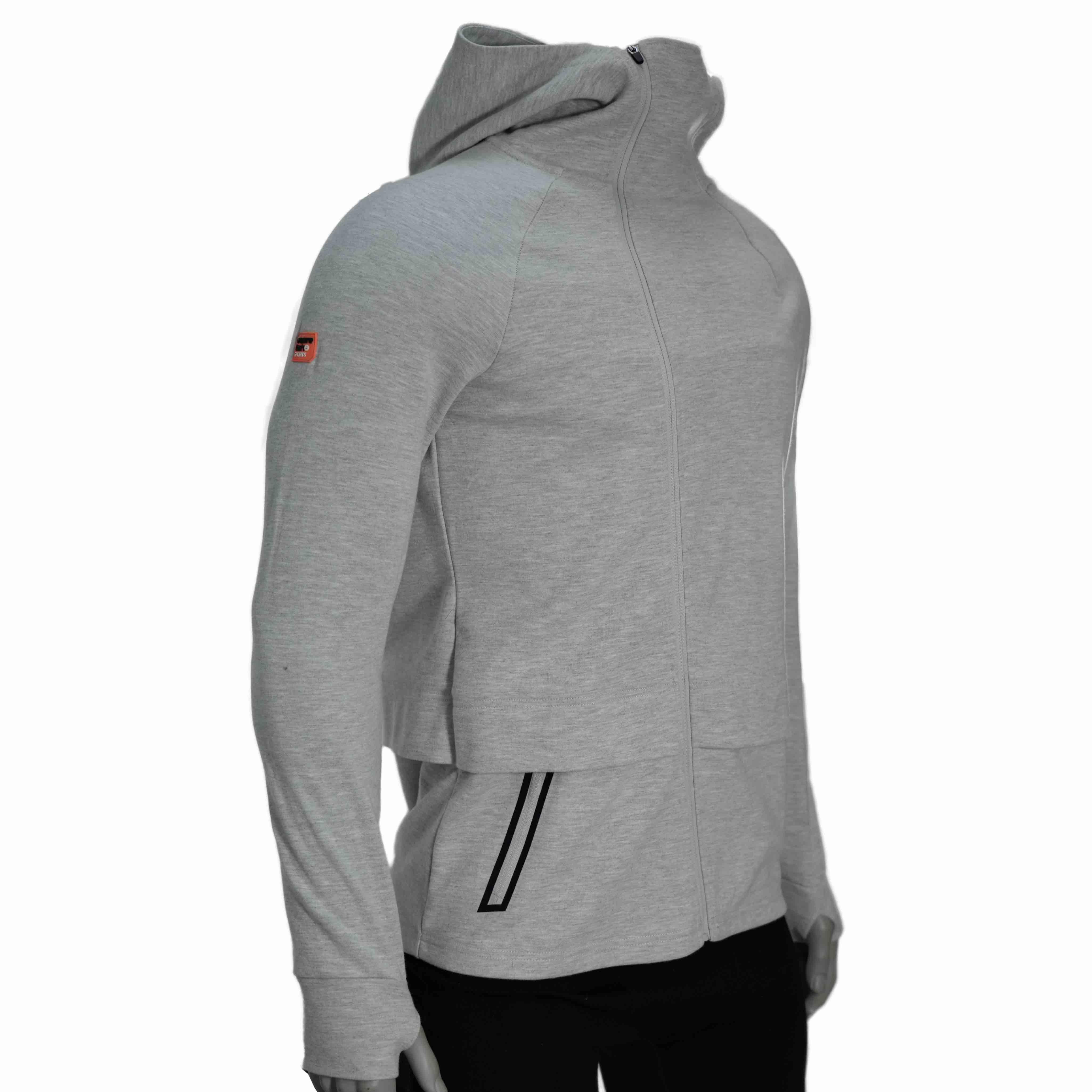 Hommes coulant diagonale placonet haut collier double zip raglan sweat à capuche