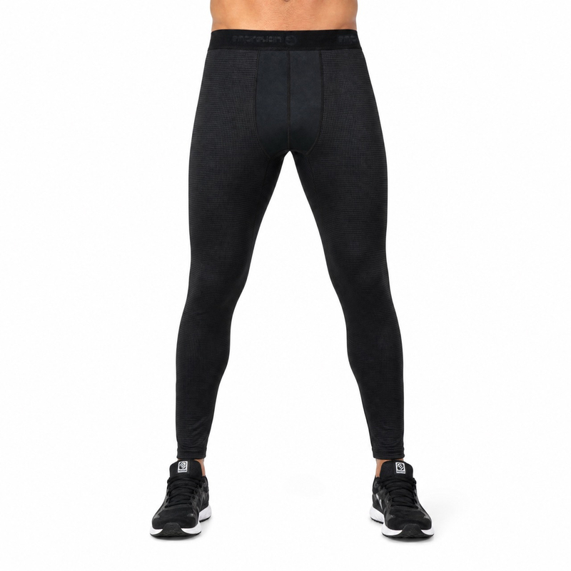 Pantalon legging thermique d'entraînement à demi-fermeture éclair en polaire teint en fil pour hommes