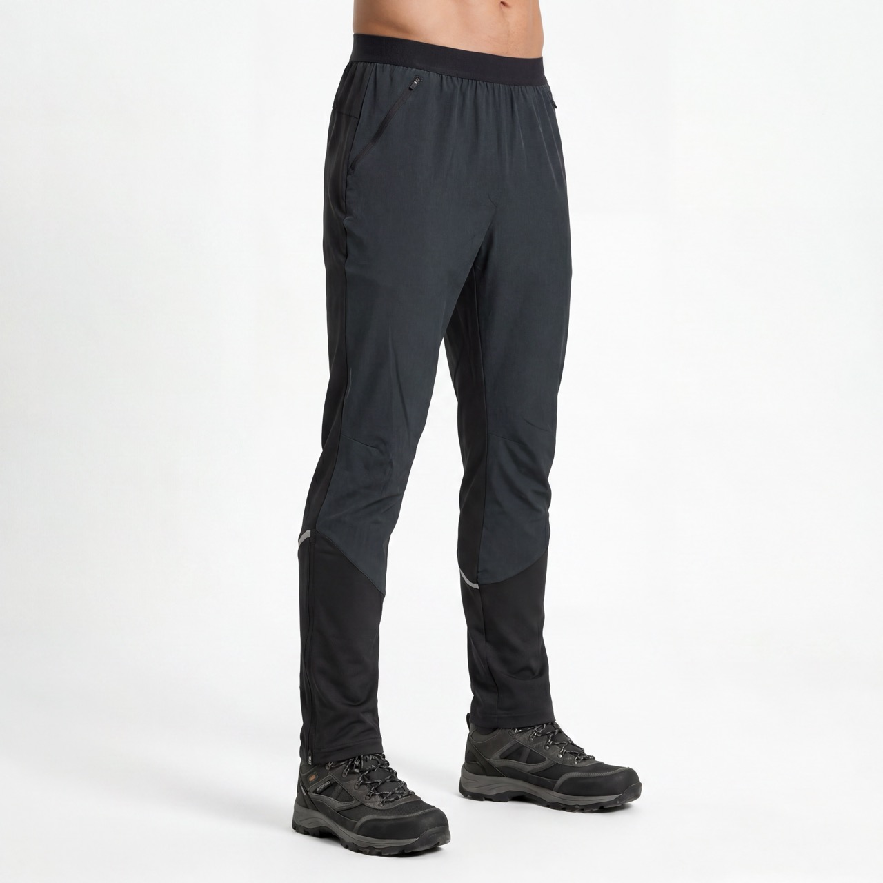 Pantalon actif avec ceinture élastique étirée pour hommes, blocs de couleurs, bordures réfléchissantes