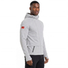 Veste à capuche pour hommes avec patte diagonale et col haut, double fermeture éclair, manches raglan