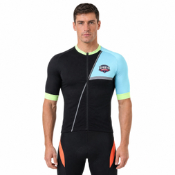 Maillot de cyclisme Raglan à manches courtes et col haut avec bordures réfléchissantes