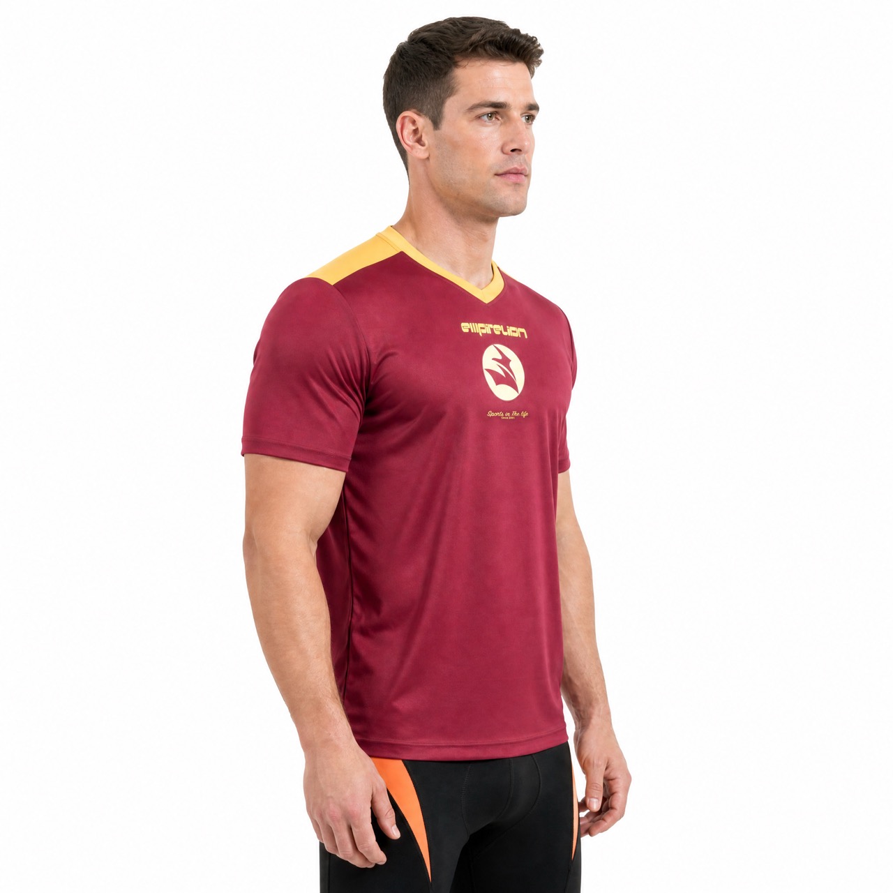 T-shirt en jersey de football à col en V pour hommes