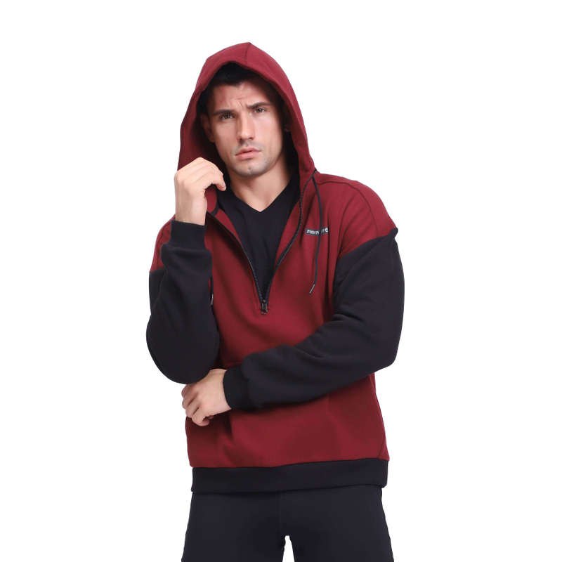 Sweat-shirt de sport élégant avec poche kangourou à demi-fermeture éclair pour hommes