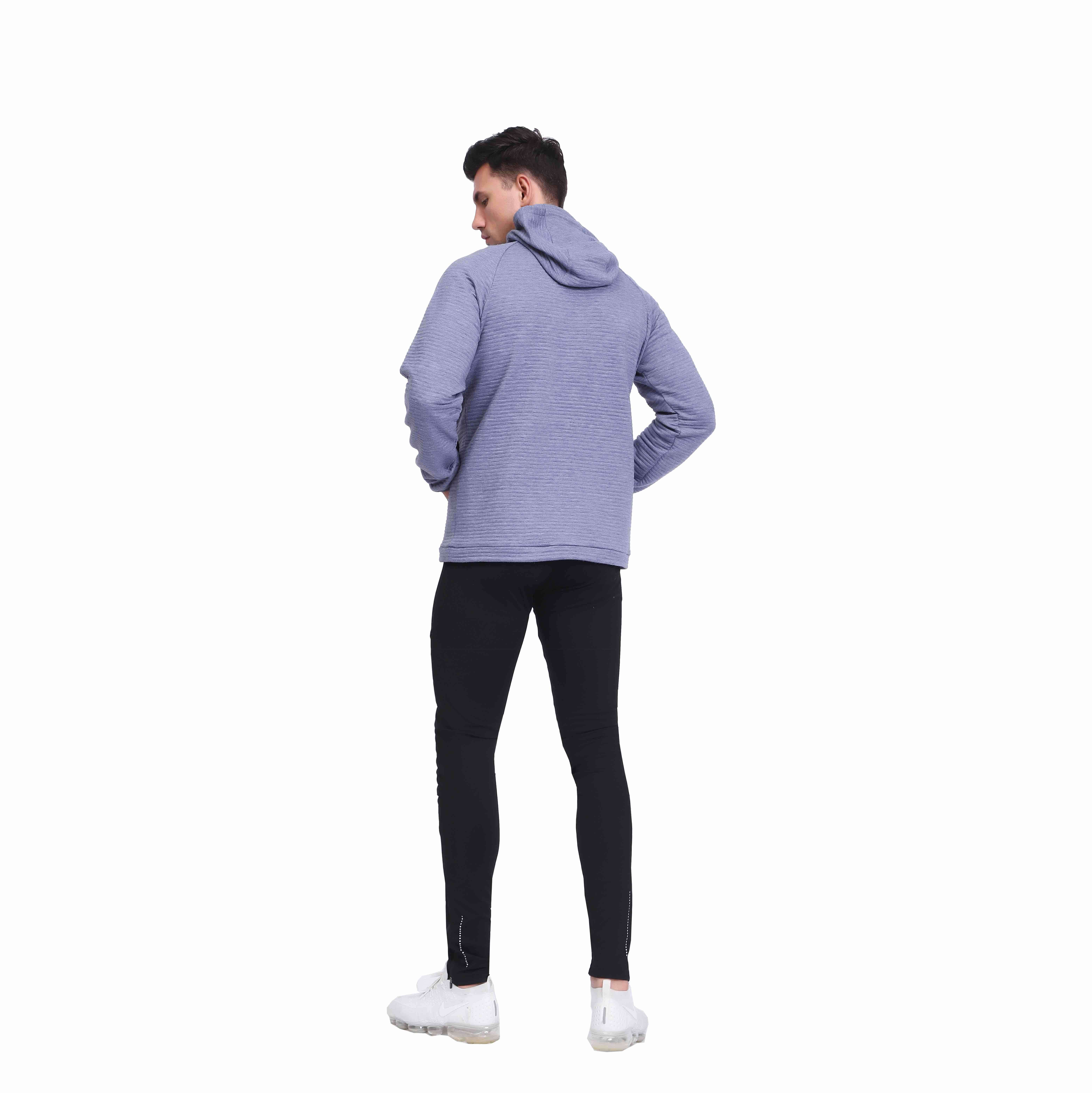  Sweat à capuche Tonal Stripes actif pour hommes à moitié zipper 