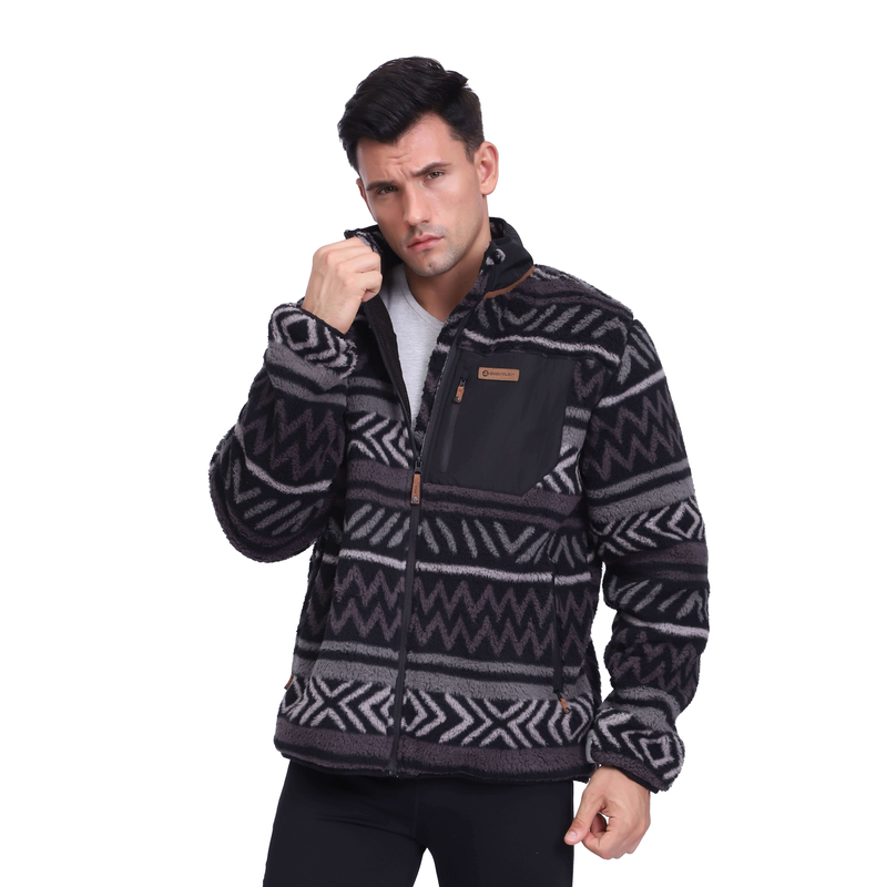 Allover Imprimer des hommes plus doux Sherpa Vestes en polaire Hiver Top lourd