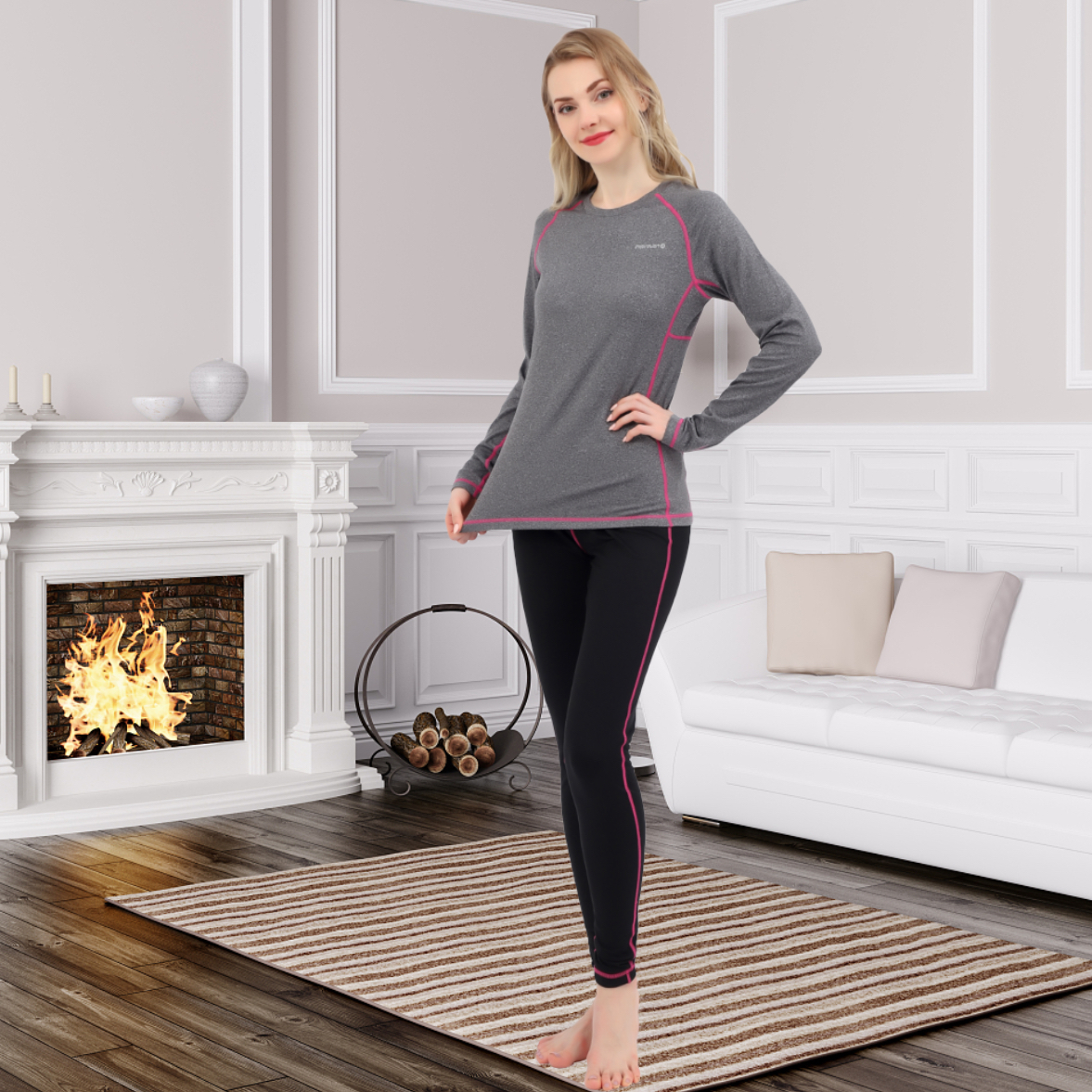 Femmes sous-vêtements thermiques Long JOHNS Base Couche intérieure en polaire intérieure supérieure 2 PCS PCS