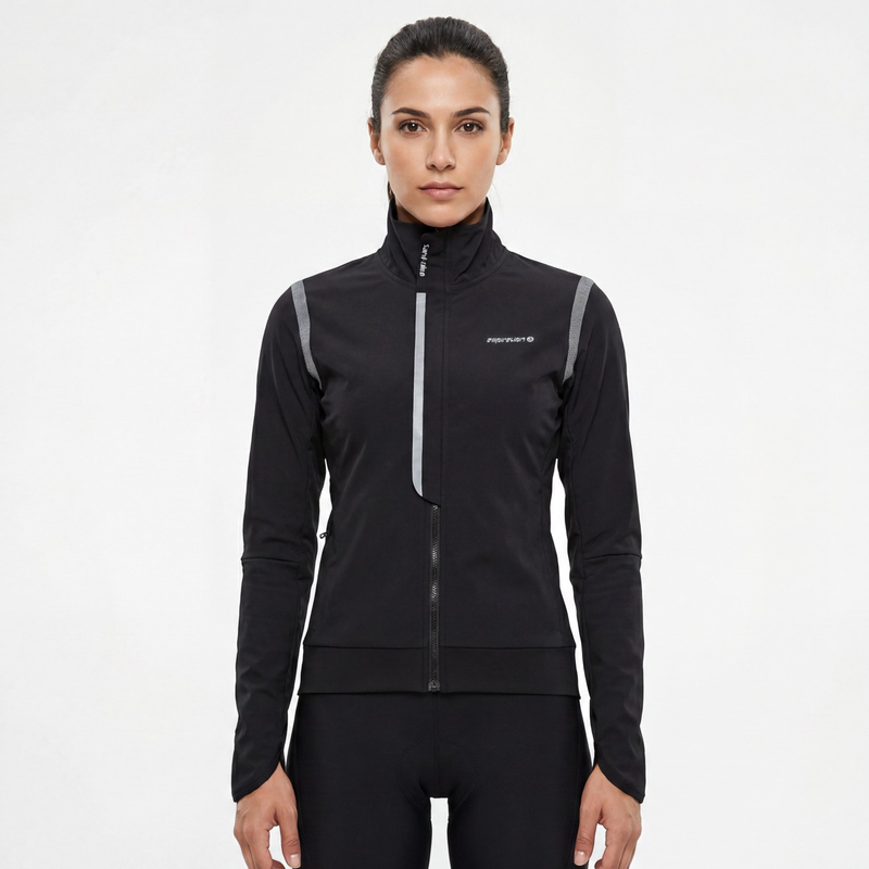 Veste de cyclisme à col haut et garnitures réfléchissantes pour femme