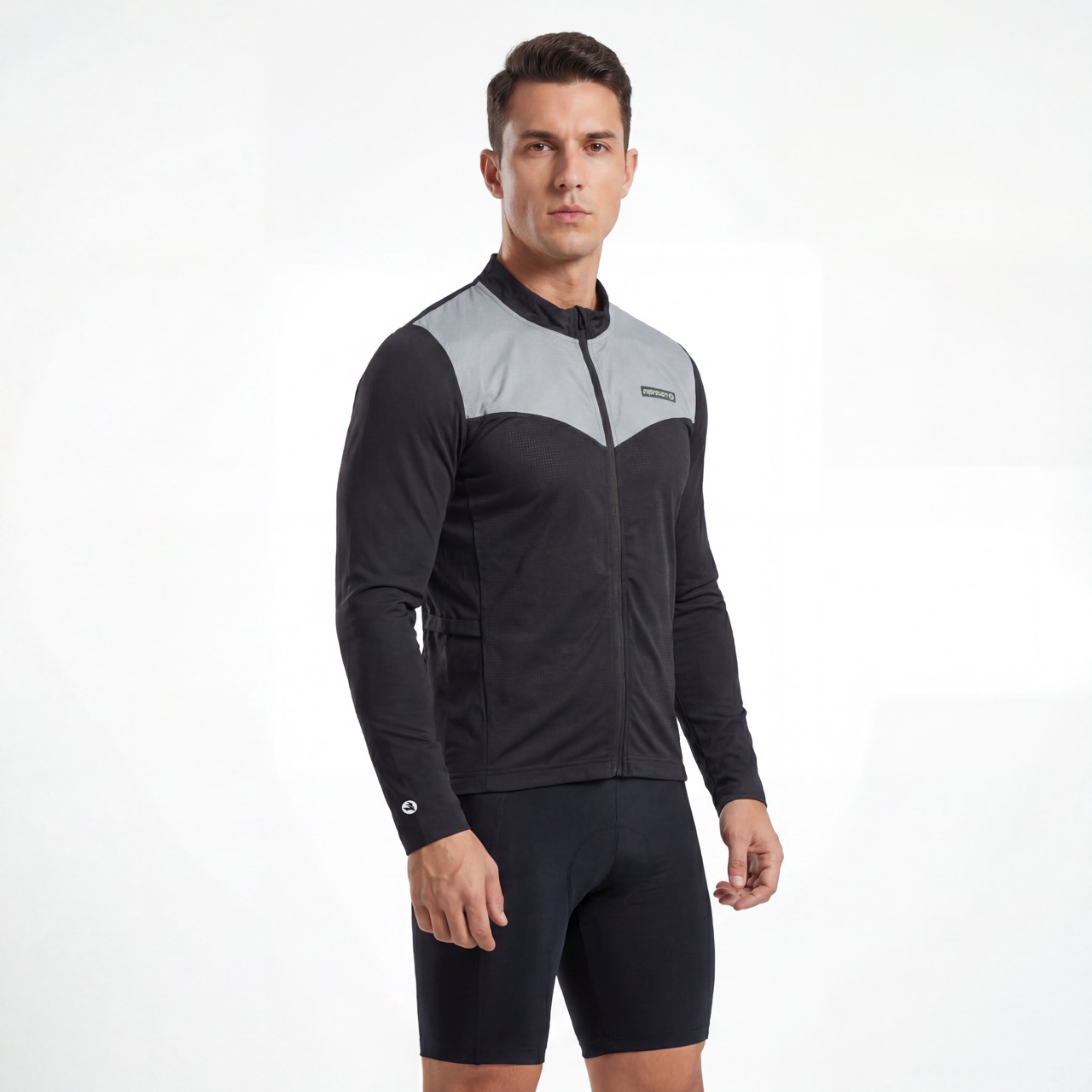 Veste de course à pied avec panneau réfléchissant et fermeture éclair