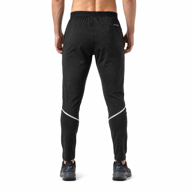 Pantalon actif avec ceinture élastique étirée pour hommes, blocs de couleurs, bordures réfléchissantes