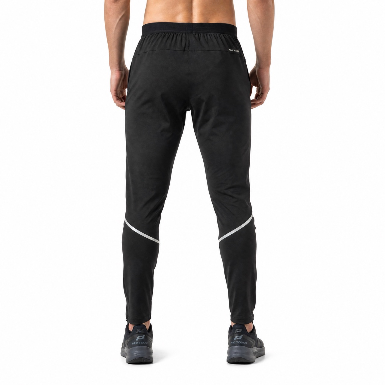 Pantalon actif avec ceinture élastique étirée pour hommes, blocs de couleurs, bordures réfléchissantes
