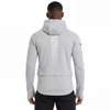 Veste à capuche pour hommes avec patte diagonale et col haut, double fermeture éclair, manches raglan