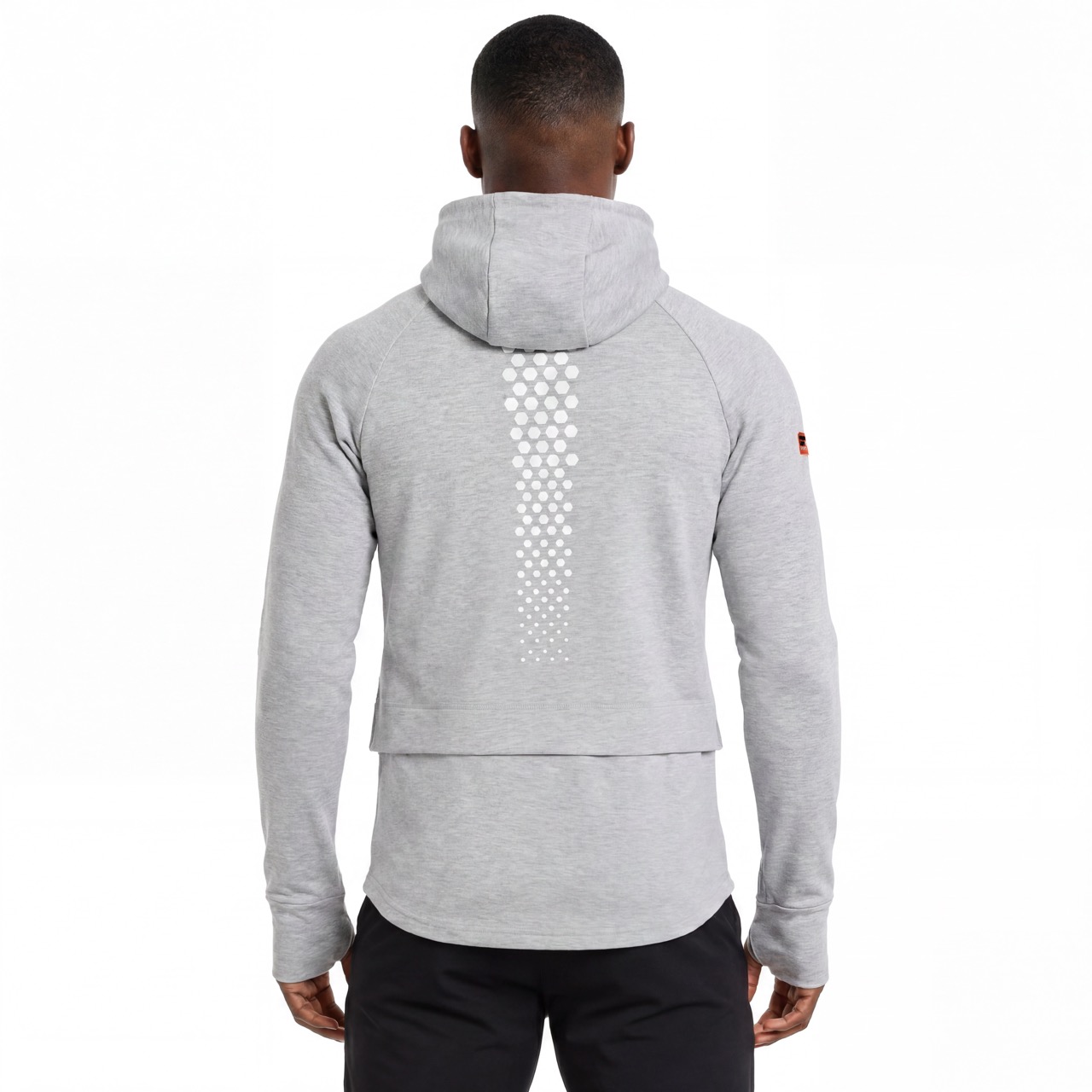 Veste à capuche pour hommes avec patte diagonale et col haut, double fermeture éclair, manches raglan