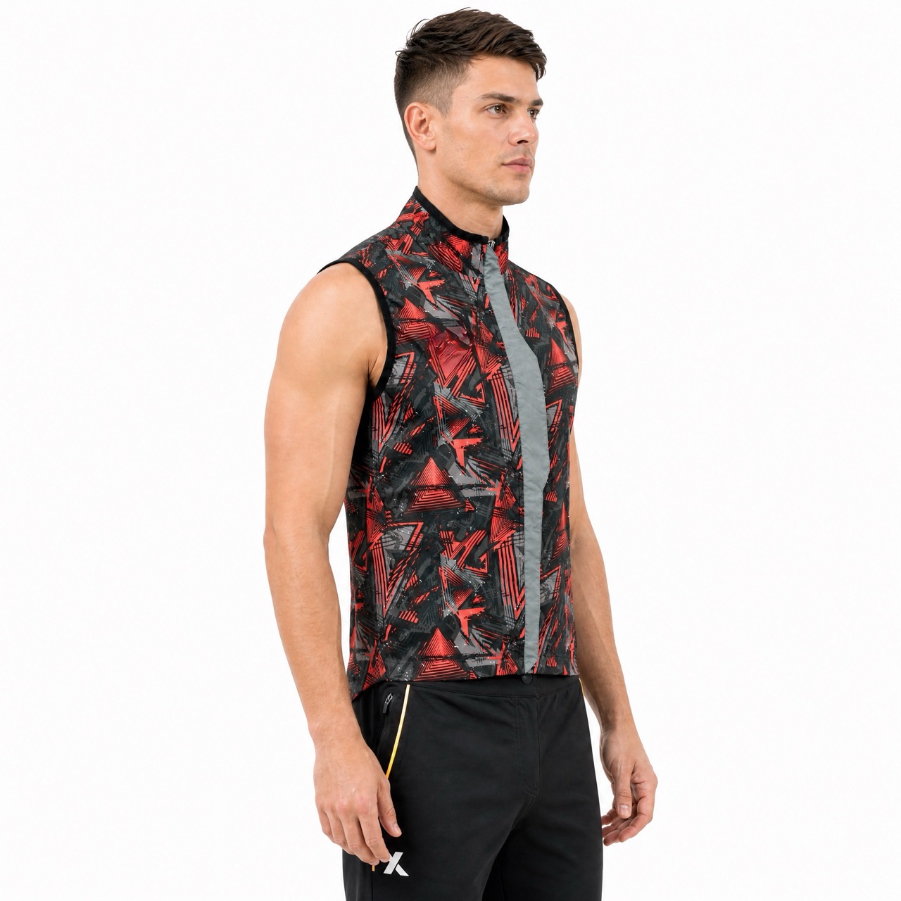Gilet coupe-vent imperméable à imprimé intégral pour hommes