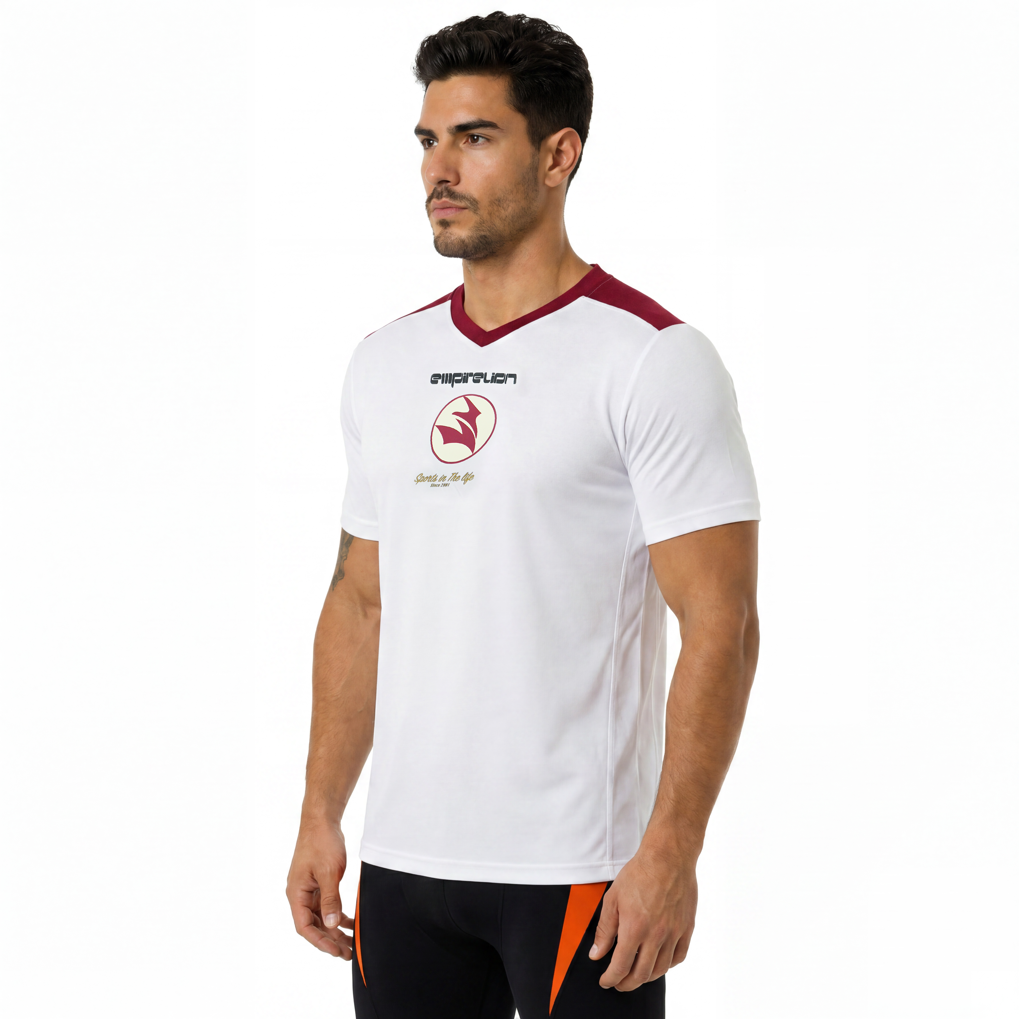 T-shirt en jersey de football à col en V pour hommes