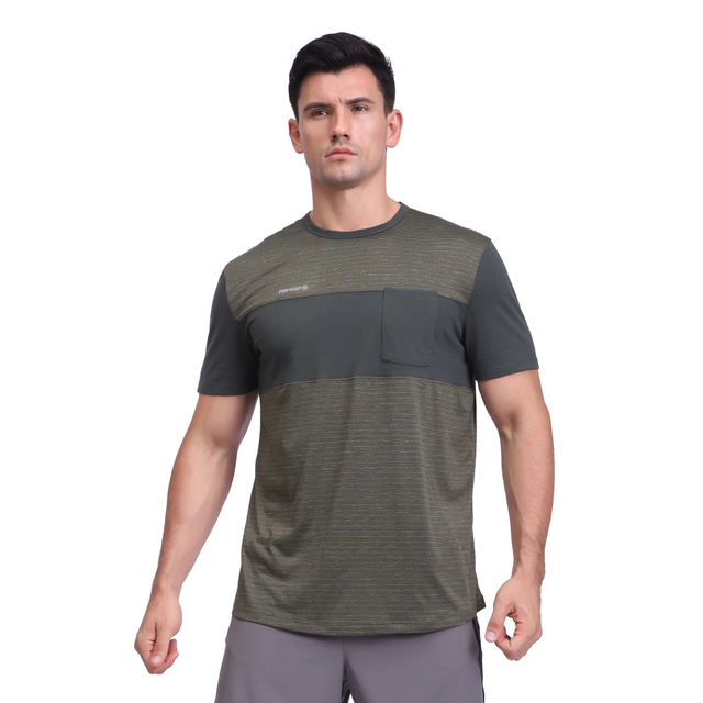 T-shirt de course à pied Dry Fit pour homme avec empiècement athlétique à manches courtes