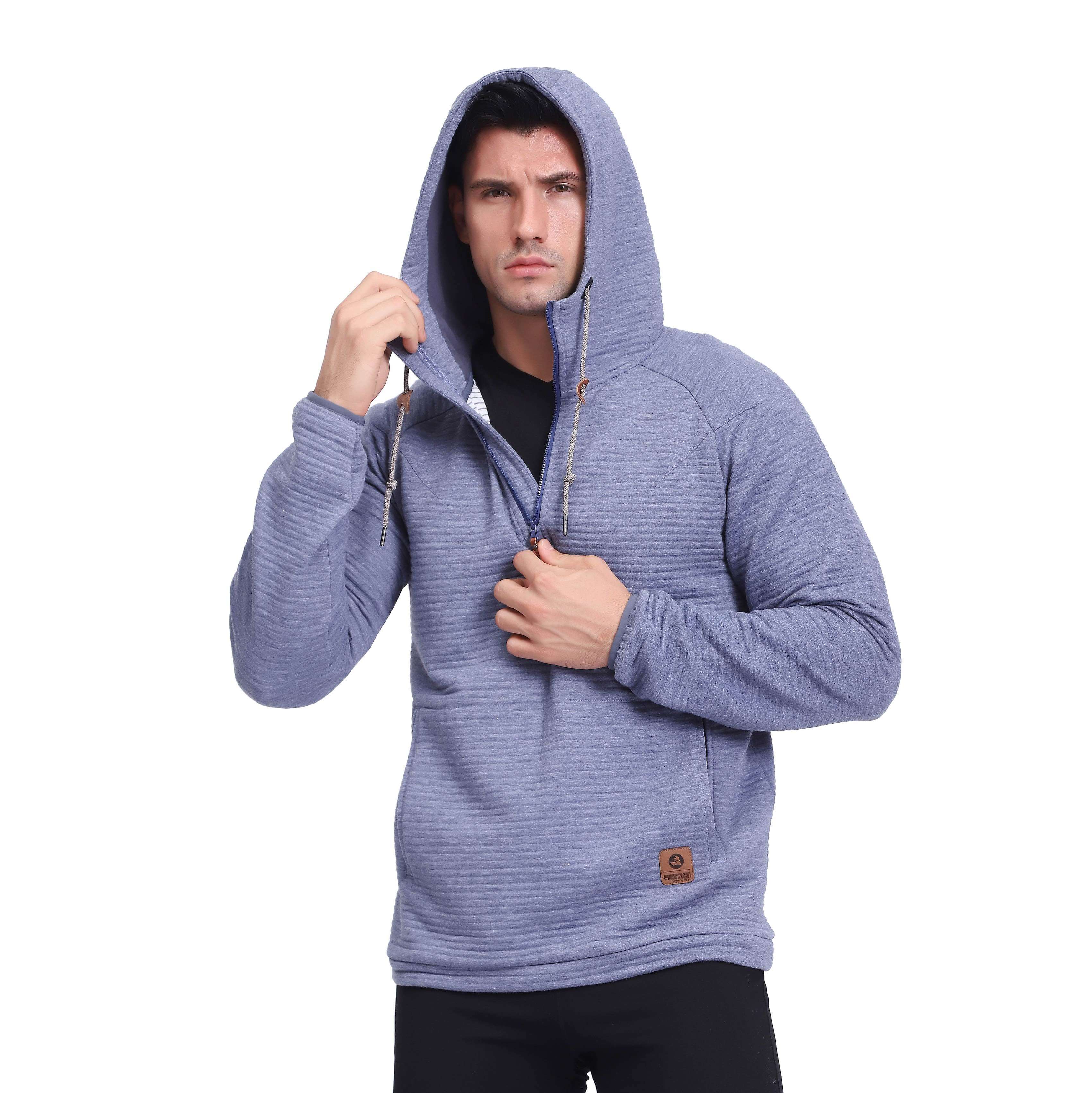  Sweat à capuche Tonal Stripes actif pour hommes à moitié zipper 