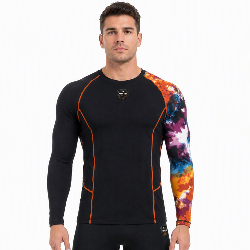 VMTR Hauts à manches longues à blocs de couleurs pour hommes