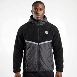 Veste à capuche d'extérieur avec panneau matelassé Sherpa collé pour hommes, garniture réfléchissante, hiver