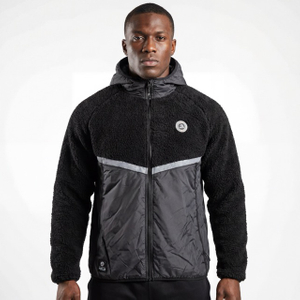 Veste à capuche d'extérieur avec panneau matelassé Sherpa collé pour hommes, garniture réfléchissante, hiver