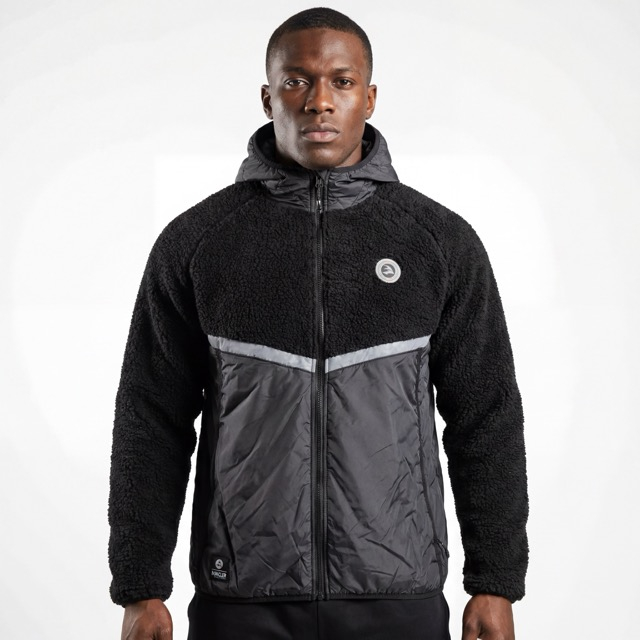Veste à capuche d'extérieur avec panneau matelassé Sherpa collé pour hommes, garniture réfléchissante, hiver