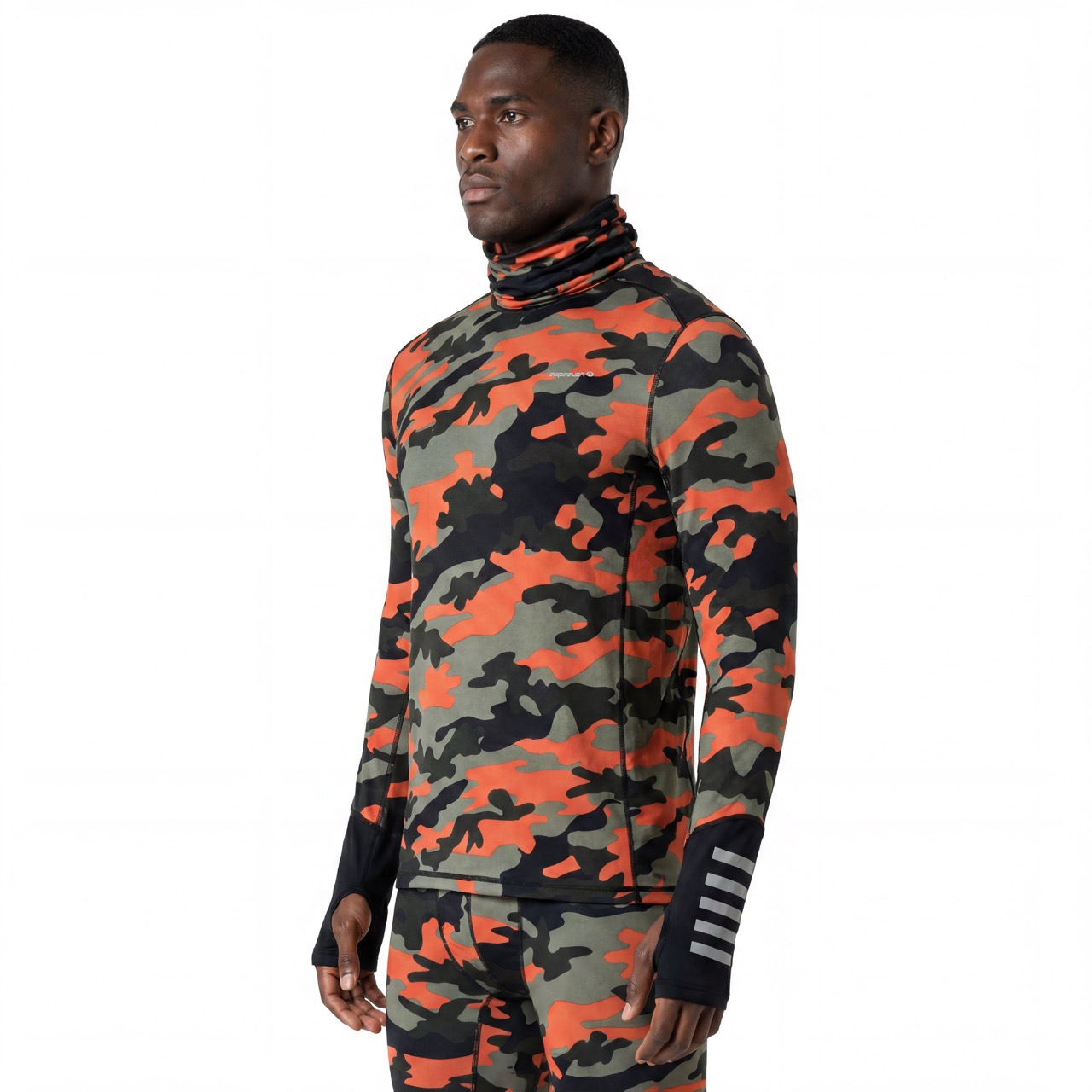 Hauts en jersey à col montant et imprimé camouflage pour hommes