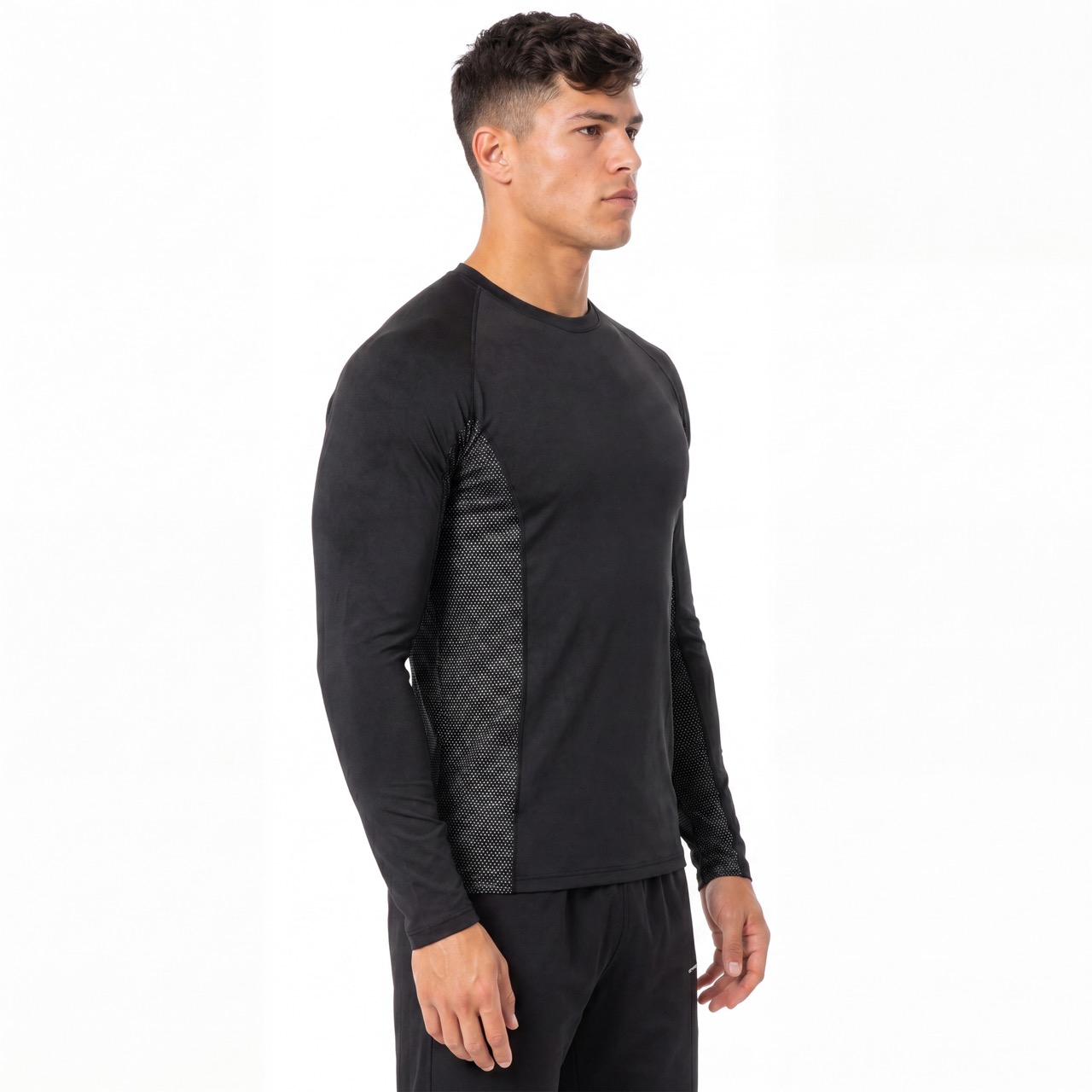 Couche de base de compression pour hommes, bordures réfléchissantes, hauts actifs Slim Fit