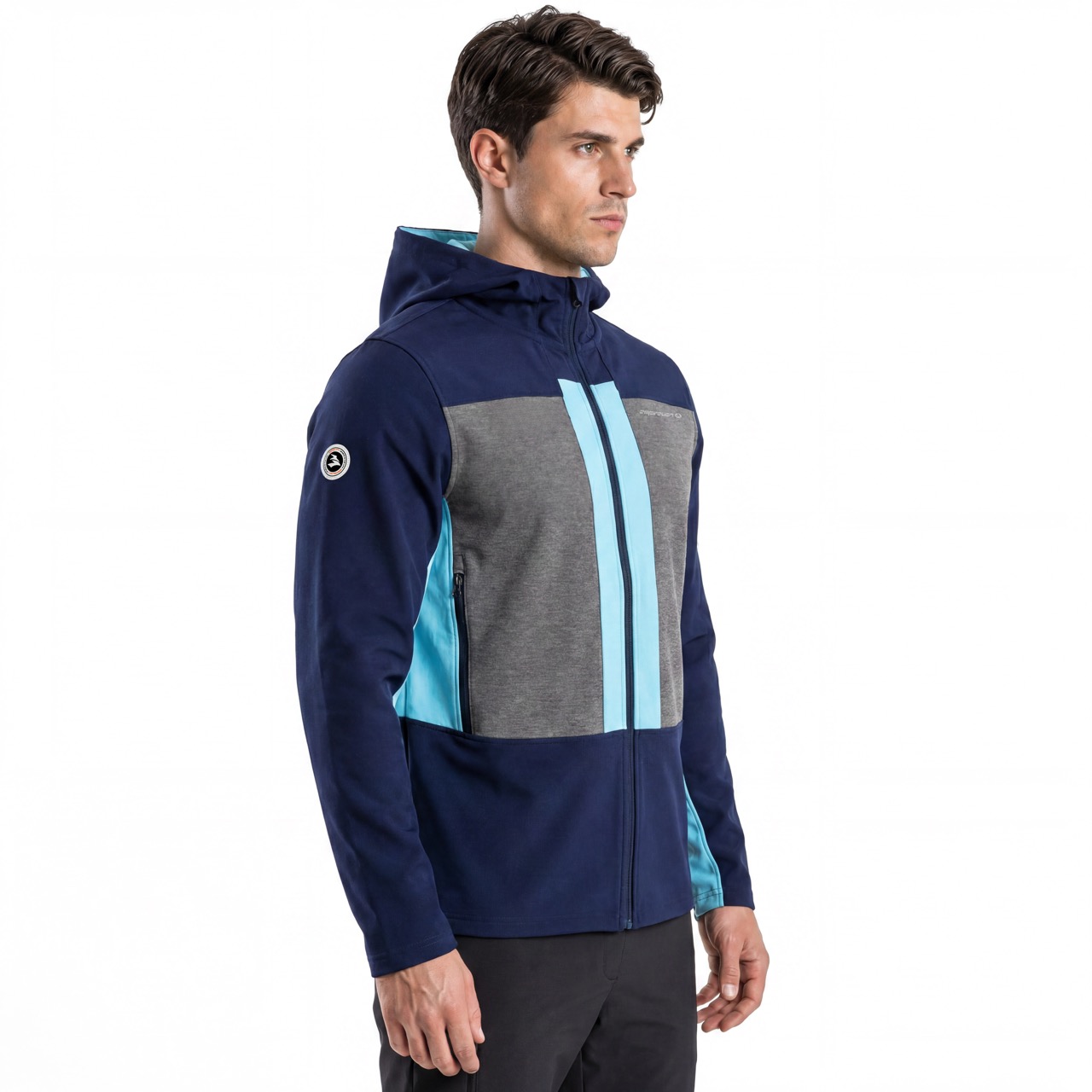 Veste à capuche zippée pour hommes, randonnée, alpinisme, course à pied, couleur bloquée