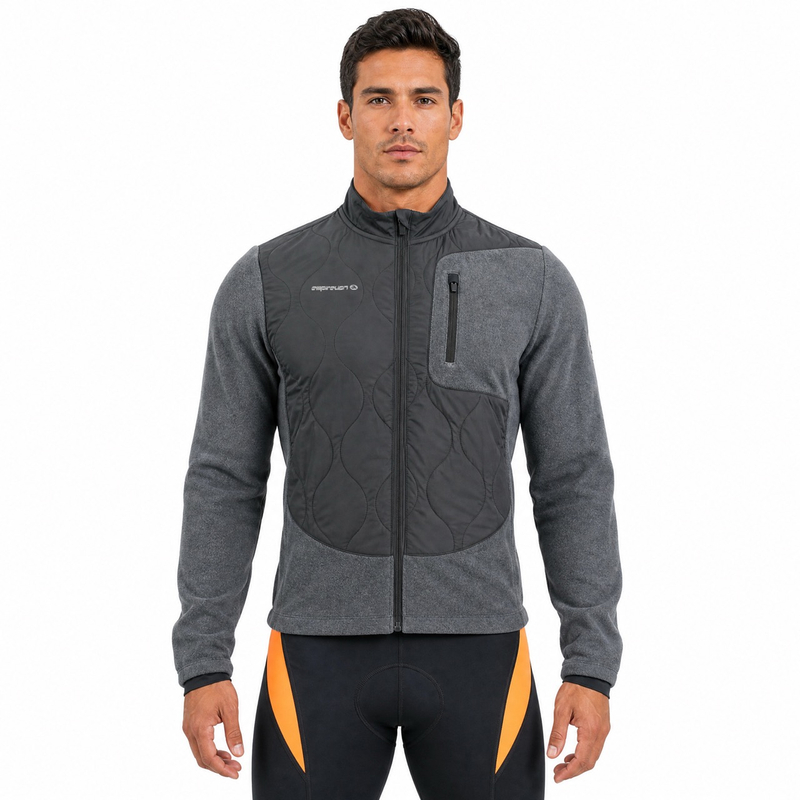 Veste de cyclisme en polaire chaude avec panneaux rembourrés pour hommes