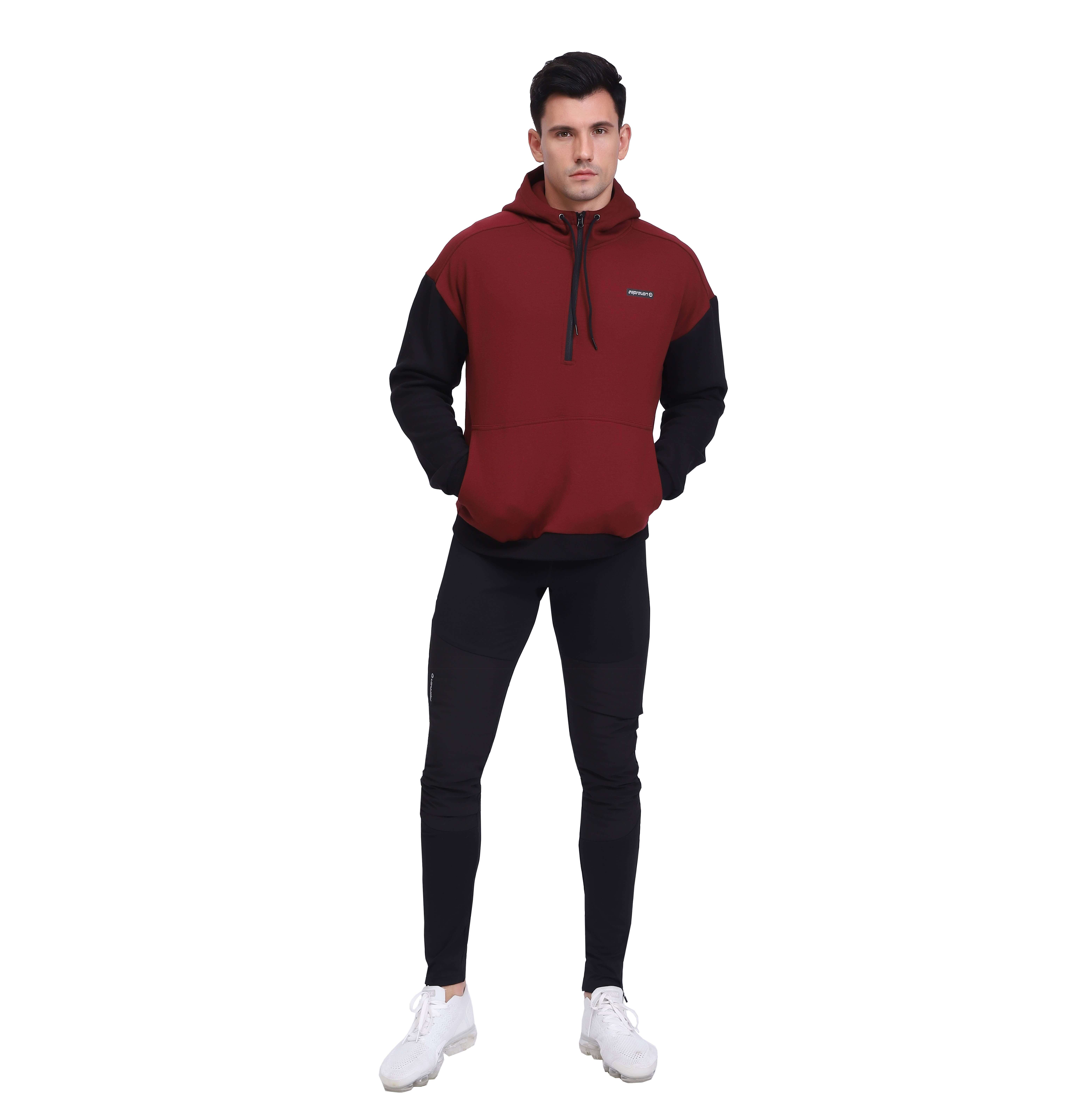 Sweat-shirt de sport élégant avec poche kangourou à demi-fermeture éclair pour hommes