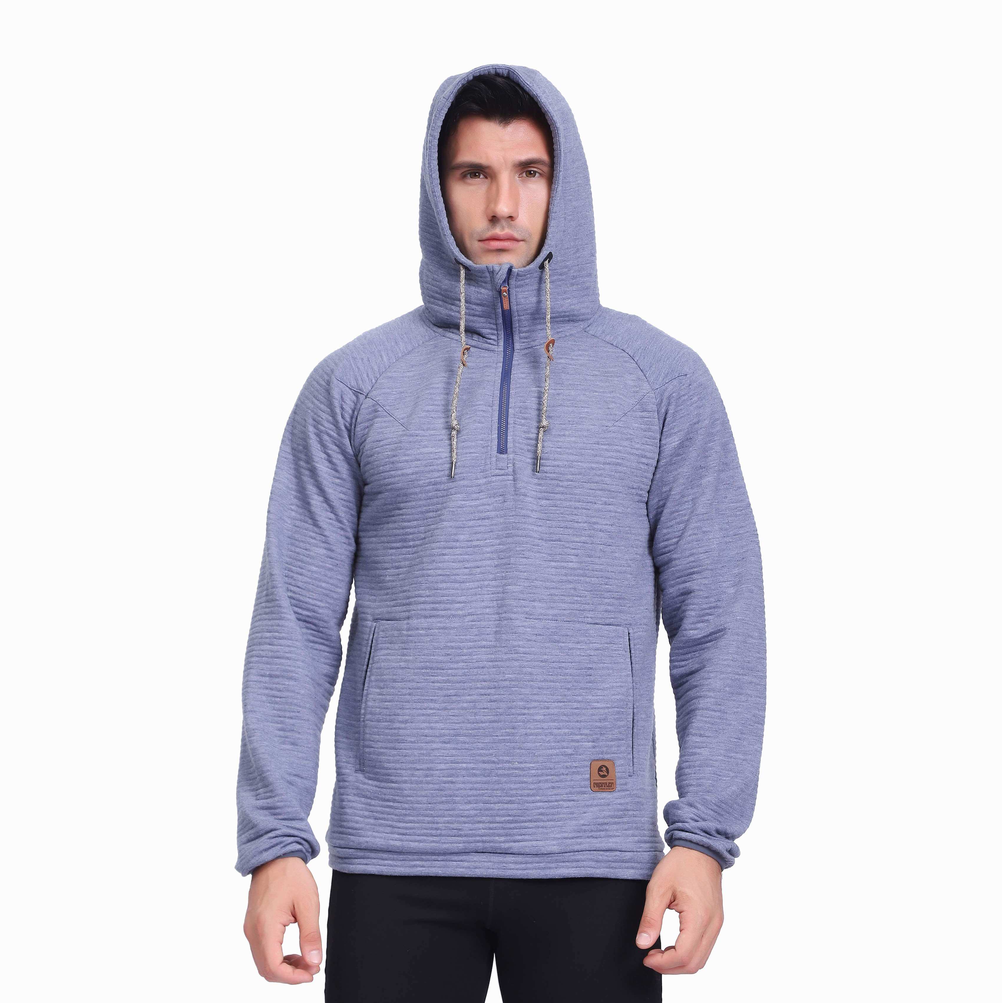  Sweat à capuche Tonal Stripes actif pour hommes à moitié zipper 