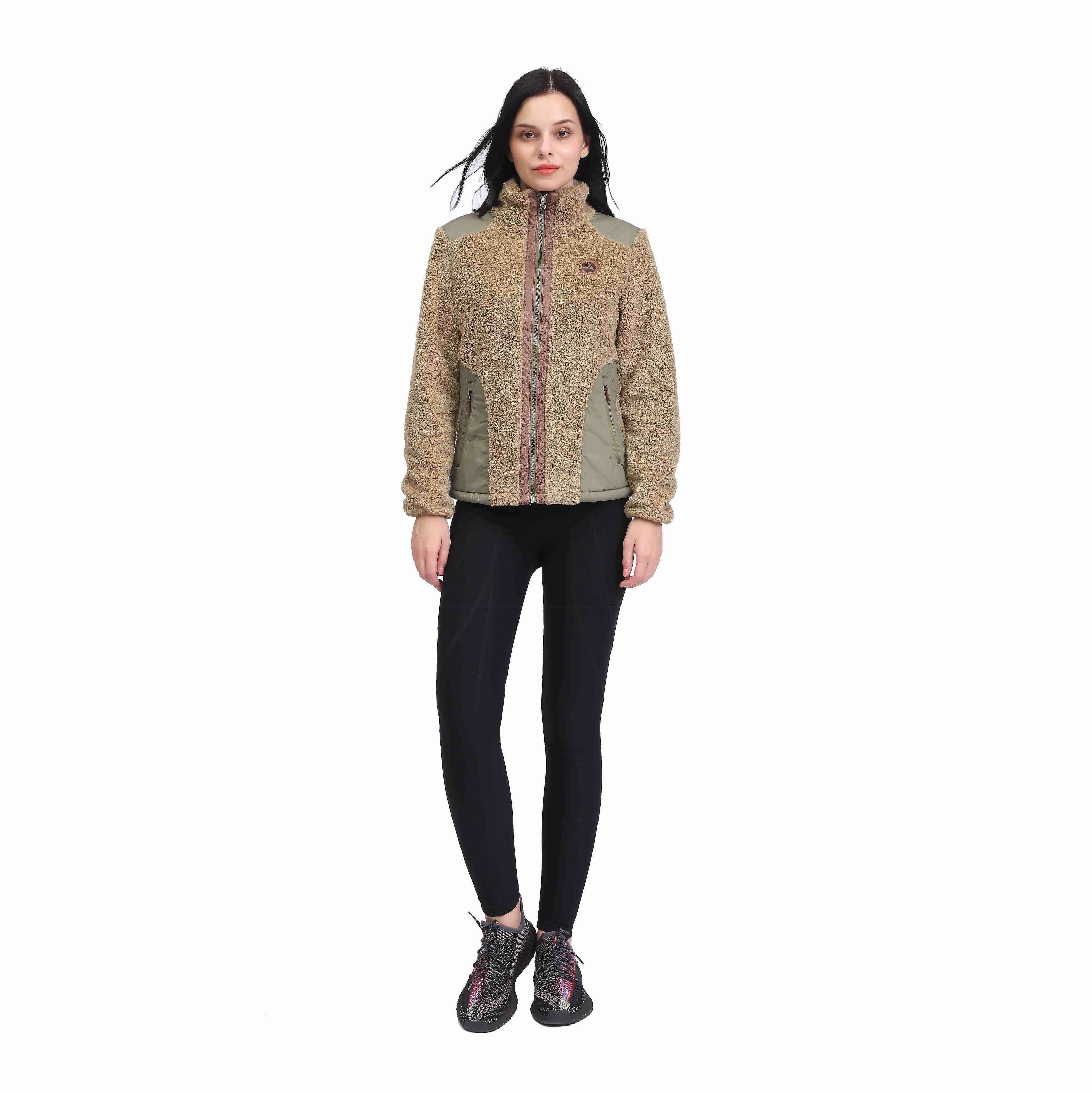 Femmes Sherpa Vestes Courtes Patchwork Polaire Manteau avec Poches Zippées