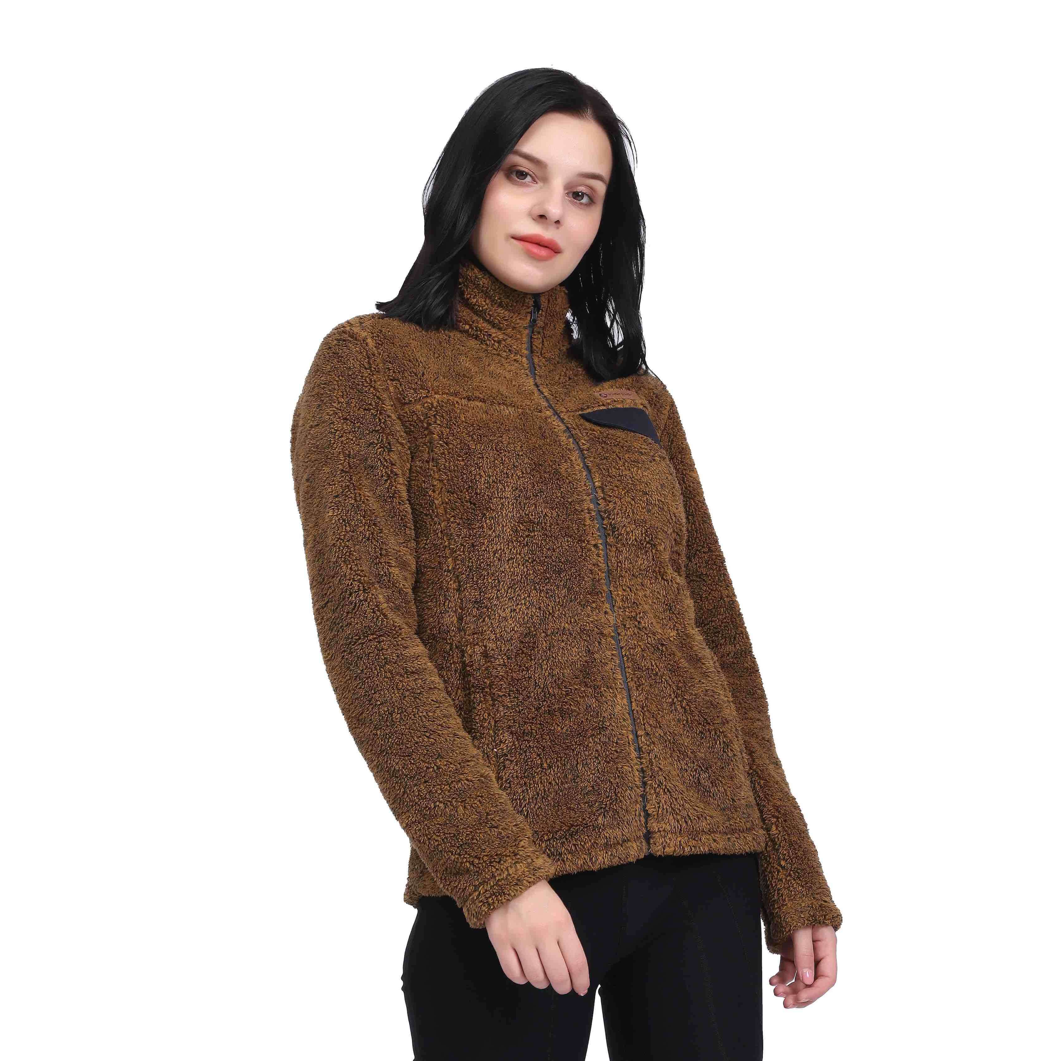 Veste chaude coupe-vent et col montant en fausse fourrure pour femme