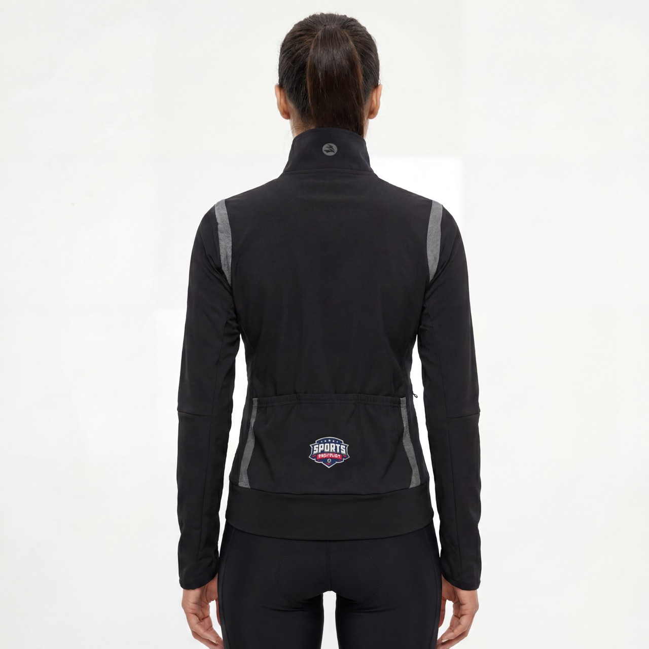 Veste de cyclisme à col haut et garnitures réfléchissantes pour femme