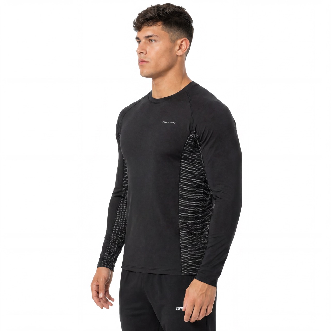 Couche de base de compression pour hommes, bordures réfléchissantes, hauts actifs Slim Fit