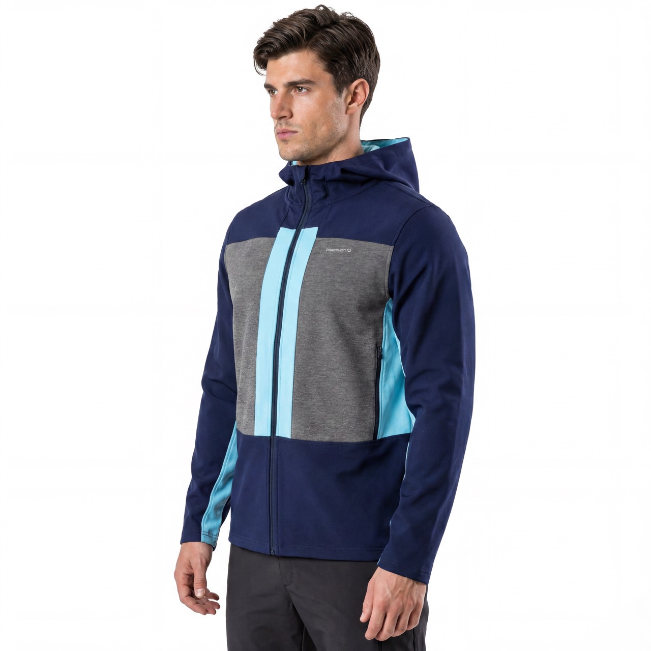Veste à capuche zippée pour hommes, randonnée, alpinisme, course à pied, couleur bloquée