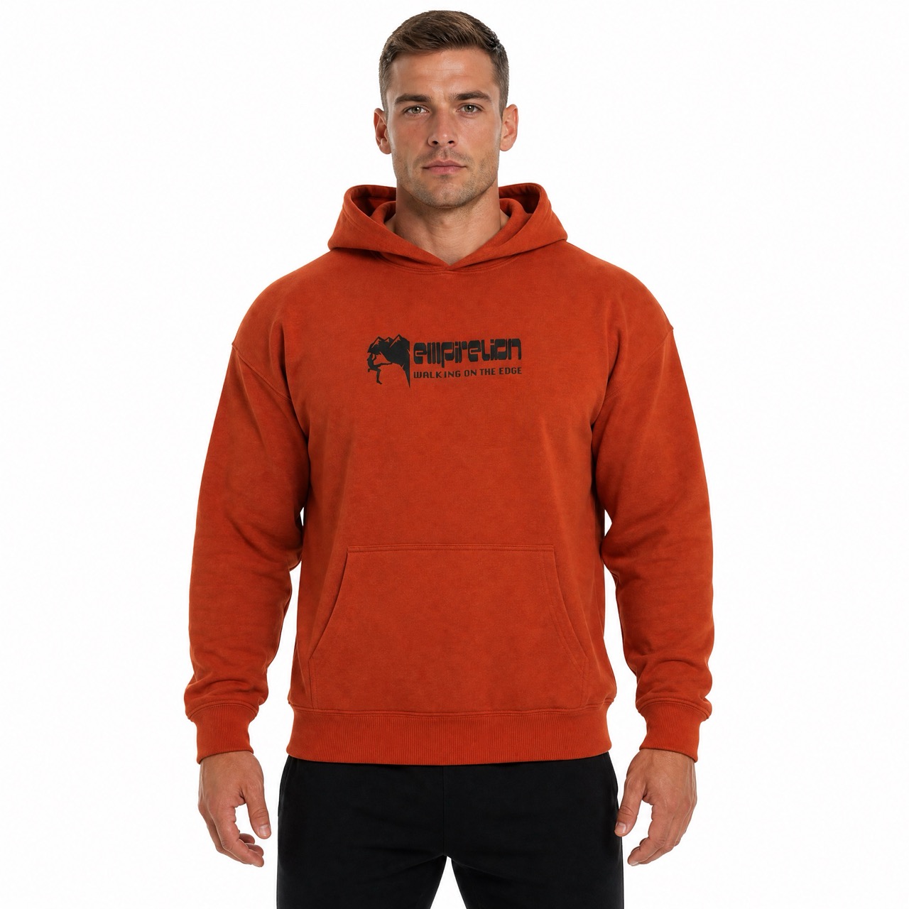 Sweat à capuche imprimé sur l'épaule pour hommes, escalade