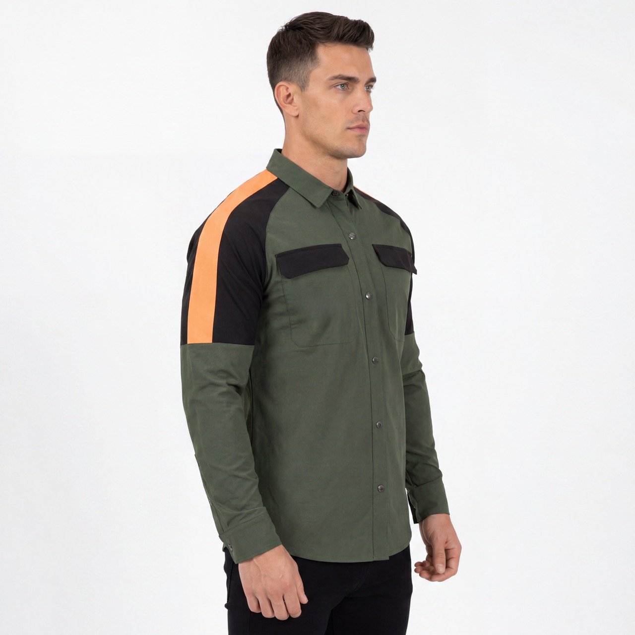 Hommes Trekking Randonnée Camping Pêche Marche Refroidissement Dos et Aisselles Vent Snaps Up Shoudler Panel Chemises