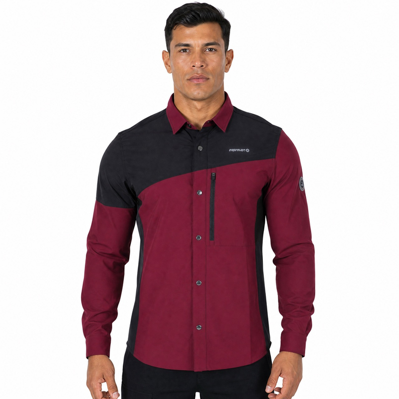 Chemises à poches zippées pour hommes Trekking Randonnée Camping Color Block