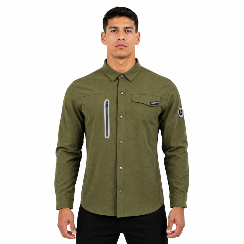 Chemise de trekking réfléchissante avec poche zippée scellée pour homme
