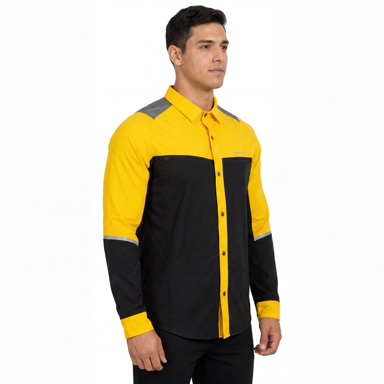 Panneau réfléchissant pour hommes, randonnée, Camping, pêche, boutons-pression, chemises fonctionnelles contrastées