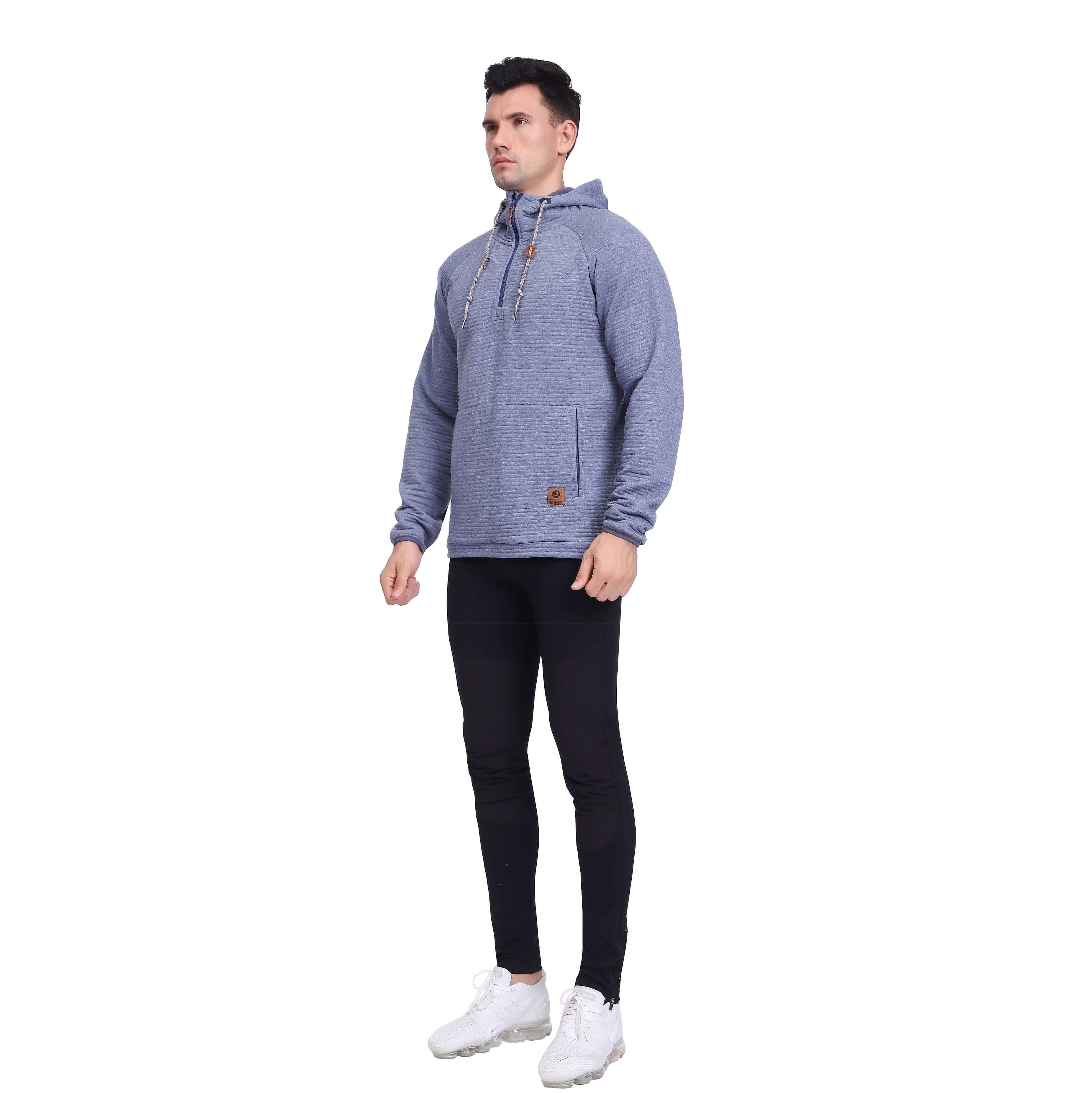  Sweat à capuche Tonal Stripes actif pour hommes à moitié zipper 