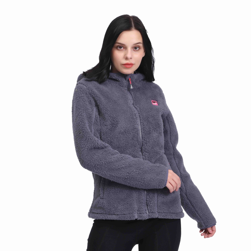 Veste à capuche décontractée Sherpa Fuzzy Fleece Bonded pour femme