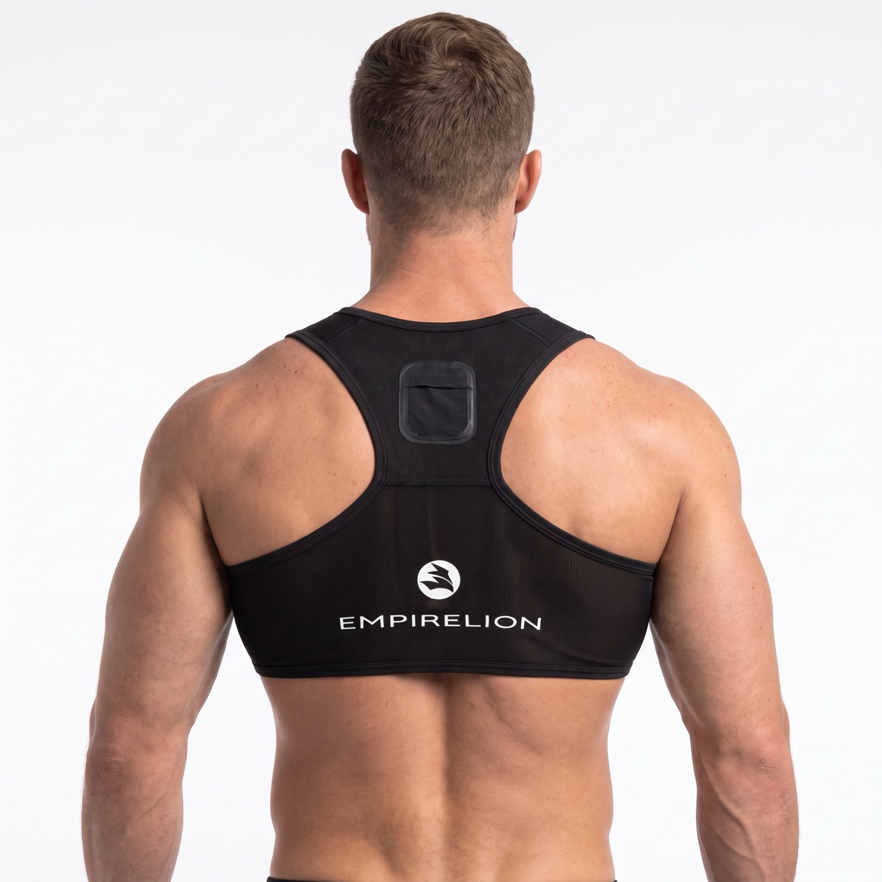 Gilet de sport à dos nageur en maille à séchage rapide pour hommes avec poche arrière antidérapante en silicone, convient à plusieurs tailles d'Apple Watch pour la surveillance de la fréquence cardiaque, pour l'entraînement de course à pied de football