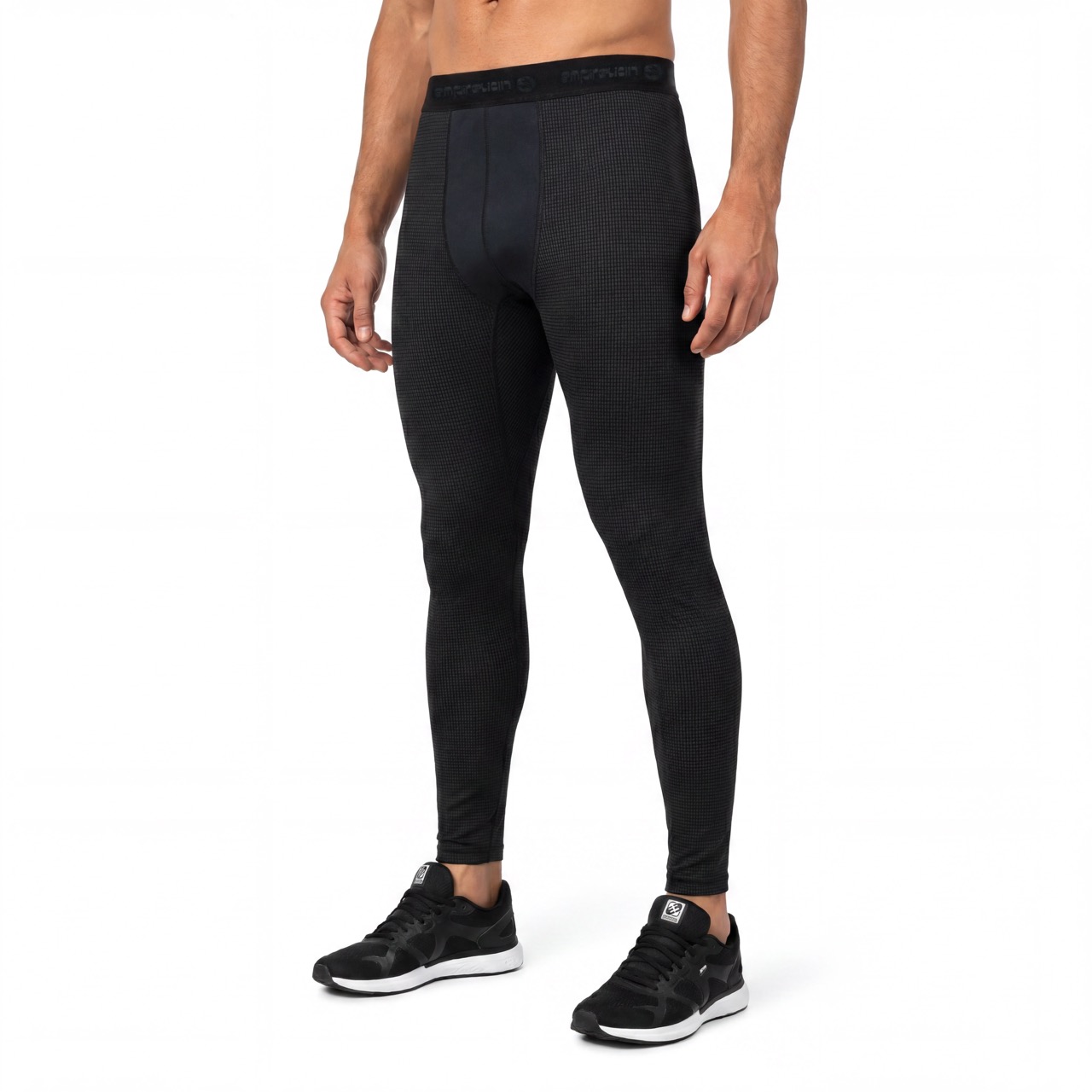Pantalon legging thermique d'entraînement à demi-fermeture éclair en polaire teint en fil pour hommes