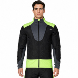 Veste matelassée d'extérieur coupe-vent pour hommes, bloc de couleurs, garnitures fluorescentes