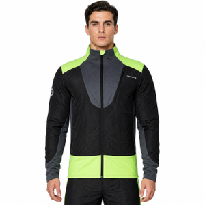 Veste matelassée d'extérieur coupe-vent pour hommes, bloc de couleurs, garnitures fluorescentes