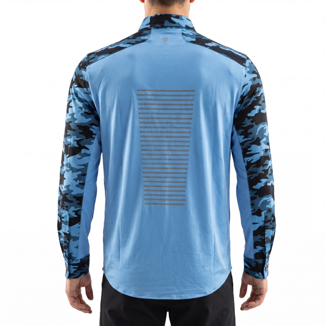 Chemise de randonnée avec poche zippée et imprimé camouflage pour hommes